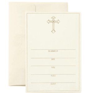 Hallmark : Gold Foil Cross Religious Invitations, Pack of 10 - NWT